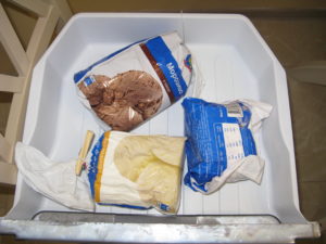 Chocolate, vanilla, and cherry ice cream.