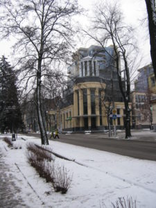 Here is a picture of the building our office is in - it is on the top floor and has a large circular lobby entrance - when it is lit it is very welcoming. The building is on the corner and the bottom floor is an office, the third and forth floors are a day care.