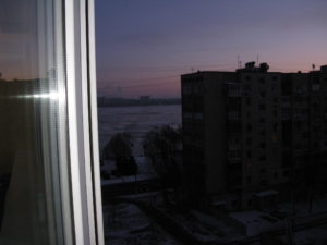 This is a view of the Dnieper river from our windows - it is very large especially here where it turns a little more south.