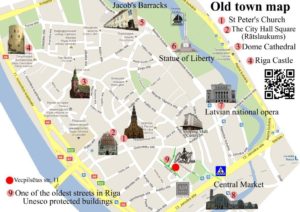 This map is not to scale but has several landmarks on it.