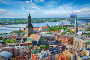 Artists view of old town Riga.