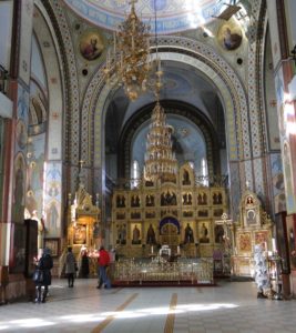 It seemed irreverent to to take pictures inside but I found a few on line that give you a flavor of the cathedral's beauty.  Inside the dome is a gorgeous painting of the Savior - wish I could find a good picture of that.  It is truly awe inspiring.