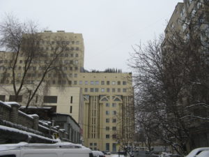 This building is across the way from our apartment and we noticed today there are trees on the roof.  Interesting.