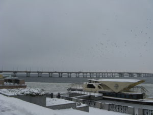 Here is the bridge that is just north of where we live.  There are actually three bridges across the river here in Dnepr.