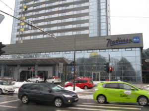 Out front of the Hotel. 