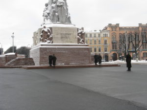 They salute each other.