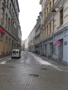 One of many narrow little streets. The car looks very out of place here.