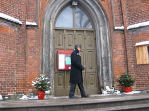 So here is Carl in front of the Church of St. Jacob.  We couldn't get in until the next day and again it is a functioning church and beautiful inside with stained glass windows and paintings.