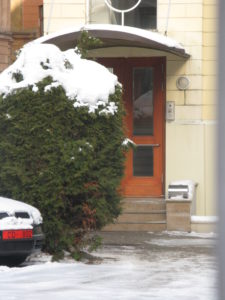 Peering through the hole in the gate of the Czech Embassy you can get a glimpse of the building itself. Most of the embassies are not so hidden.