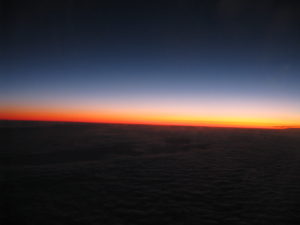 On our plane leaving Riga there was a beautiful sunset that lasted a long time. This is taken from our airplane window not long after departure.