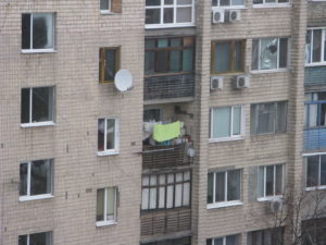 I hope you can see this.  There are lines strung and they are often filled with some kind of clothes.  Today it looks like towels.