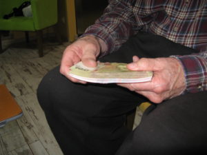 Here you can see the stack all those griven make.  It took three times at the ATM to get it all out.  They limit how much you can take out at one time.