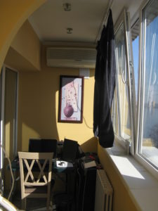 In the morning our beautiful eastern facing windows really are too sunny to see our computer so until we get new curtains to block the sun Elder Morgenegg hangs our extra set of towels on the window.  It works well but you have to move the towels as the sun moves.