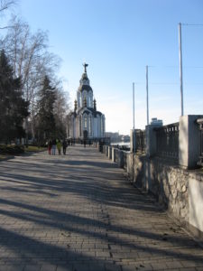 We have been interested in going into this Church (the Cathedral Church of St. John the Baptist) since we first saw it. It is really beautiful. Much simpler than the one we saw near our hotel in Riga but still beautiful. The nun who was tending it was dressed in more of a country mode, skirt, sweater, scarf. She took care of the many candles and tourists, and the little store inside.