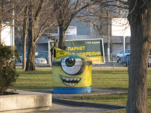 It's a welcoming trash can!