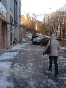 Going up our hill on a cold morning