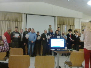 Beginning to sing their song to women.