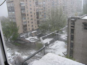 Doesn't look like much here but on the way to work it was more like the six they predicted. Perhaps the most snow we have seen since we arrived here in December.