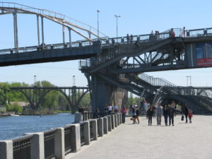Stairs to the bridge to cross over to the island