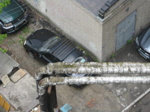 This is an interesting thing. Our heat is steam (through radiators) and the steam comes through these pipes that are covered with what seems to be rags. They are all over, some on the ground and some up high.