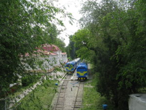 This looks like a major train station but we know the train station is farther down the road from where we are. We learned later that this train just goes around the park. At a distance it looks so nice - freshly painted and all.