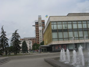 Another view with one of many unfinished buildings in the background. They are all over the city.