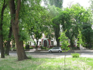In the winter you can see this building better. It is a school and perhaps an exclusive one. The balloons are because yesterday was graduation and there were graduation ceremonies all over town. Everywhere from the kindergarten near us to the various elementary and high schools. Then later lots of families celebrating.