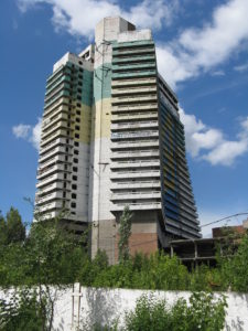 From a distance this looks like a wonderful building but as we got nearer it is obviously vacant and falling apart. Very sad because at one time it was probably a very nice building.