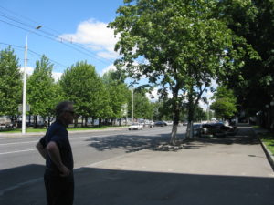 Elder Morgenegg and the very busy road we had to cross.