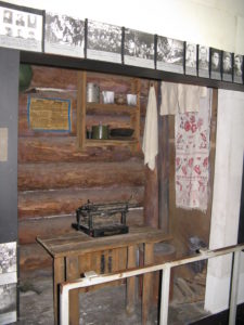 This, I believe, was meant to show how a soldier who had to send messages might live - notice the vyshyvanka on the door. The woman who cleans says they give protection.