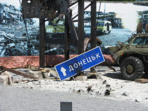 The sign says Donetsk - a town south of here that is once again in a war zone - this time with Russian.