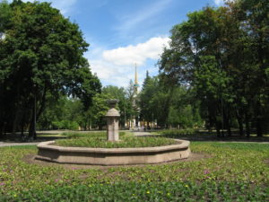 This is a view of the cathedral from the museum side of the park.