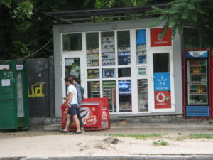 This is one of many vendors along the roads. This one specializes in cigarettes. Smoking is a huge problem here. Not inside, but just outside any store or restaurant or bus. You never see it in stores - although you can buy the cigarettes there - but right outside the smoke assails you.