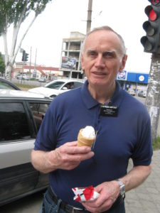 We also stopped at ATB and bought two 2.5 grivne ice cream cones. The missionaries told us about this great deal and we bought some the other day. It was a great treat to eat while we waited for the tram to come.