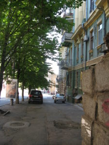 After we left the tram we walked up a small hill. This is a view from near the top. It is hard to decide if it is a hill but it is. Compared to our weekly walk to the office this was easy. It was nice that it was so shady as it was very hot.