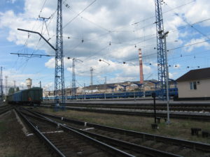 The tracks and the electric lines go on and on.