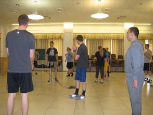 Getting ready to exercise.