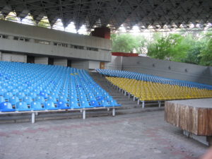 Inside the concert hall.